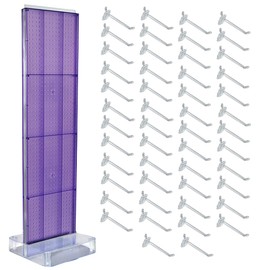 Azar Displays 700770-PUR-6B50 TWO-SIDED PEGBOARD FLOOR DISPLAY NON- REVOLVING ROUND STUDIO BASE. PANEL SIZE: 16" W X 60" H, Purple, (50-Pack 6" Hooks Included)