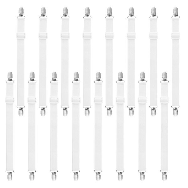 HAOYULUO Pack of 16 adjustable bed sheet straps, bed sheet