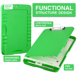 Sooez Clipboard with Storage, High Capacity Nursing Clip Board 8.5 x 11 with Pen Holder & Low Profile Clip, Plastic Clipboards Case Box, Teacher Must Haves School Office Supplies, Letter Size/ A4