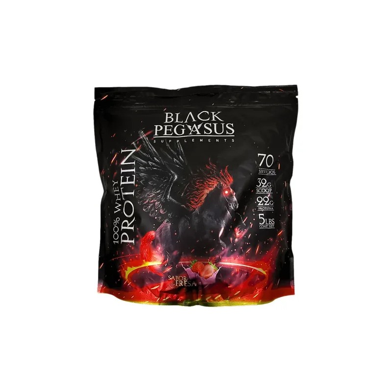 Proteína Polvo Black Pegasus Whey Protein Fresa 2kg Porciones