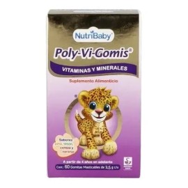 Poly-vi-gomis Vitaminas Y Minerales Gomitas Masticables C/60 Sabor Piña, Limón, Cereza, Naranja