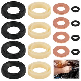 16 Piece O-Ring Fuel Injectors, Injector Seal Set, Seal Set for 1.6 HDI, Including Injection Seals, Housing, Copper Washing, O-rings, 1314368, 1982A0