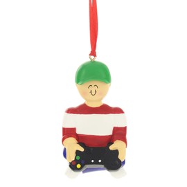 Ornament Central 3.5'' x 4'' Boy in Hat Holding Over Sized Video Game Controller