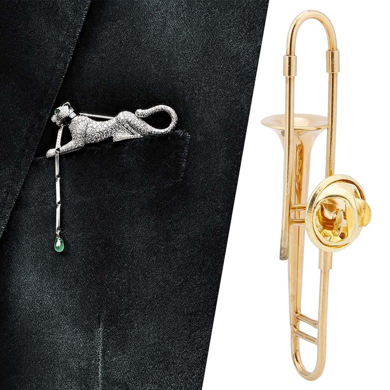 Mini Unique Gold Plating Musical Instrument Brooch Gift Decoration with