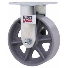 Value Collection Top Plate Mount Rigid Caster: 6" Diam x 2" Wide Semi-Steel Wheel, 7-1/2" OAH