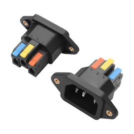 JSADZKJ IEC C14 Solderless Quick-Connect Panel-Mount Plug, 10A 250V C14 Input Module Power Socket, IEC320 C14 Panel-Mount Plug Adapter for Computers, Servers, Printers, 2PCS (Black)