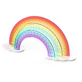 NiHome Rainbow Acrylic Earring Holder for Home, Office, Vanity - Lightweight Multicolored Layered Display with 140 Holes for Up to 70 Pairs, Durable Resistant to Fading & Deformation (Gradient)