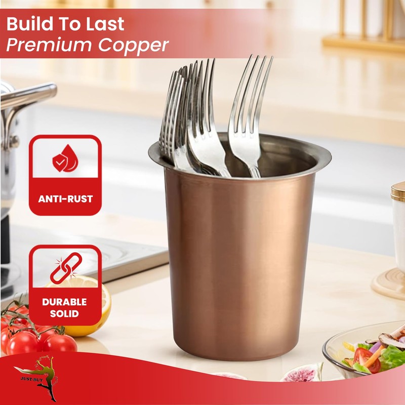 JUST-BUY Stainless Steel Solid Flatware Utensils Holder, Caddy, Crock, Cylinder