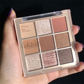 JIMYAUQIN 9-Color Nude Gold Eyeshadow Palette - Highly Pigmented, Matte & Shimmer Finishes, Long-Lasting Waterproof for Women (Cocoa Almond)