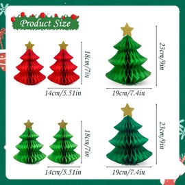 Pack of 6 Paper Christmas Trees, Reusable Christmas Trees, Honeycomb Balls Christmas Decoration, 3D Paper Christmas Tree, Green Red for Table Decoration, Christmas, Christmas Tree Decoration for Hanging or Standing