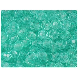 BeadTin Green Aqua Transparent 8mm Faceted Round Plastic Craft Beads (450pcs)