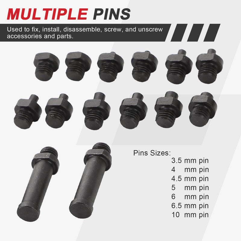 DASBET Variable Cylinder Spanner Wrench Set 15Pcs Adjustable Pin with