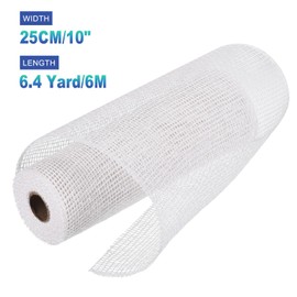 sourcing map 3pcs 10 Inch Poly Burlap Mesh for Wreath, Decorative Mesh Fabric Ribbon 6.4 Yard for Fall Easter Christmas Flower Bow, White