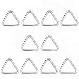 JY-MARINE Stainless Steel 316 Triangle Ring Buckle Welded V-shaped Ring 1/8" x 1 3/8" (3mm x 35mm) Marine Grade,10 Pcs