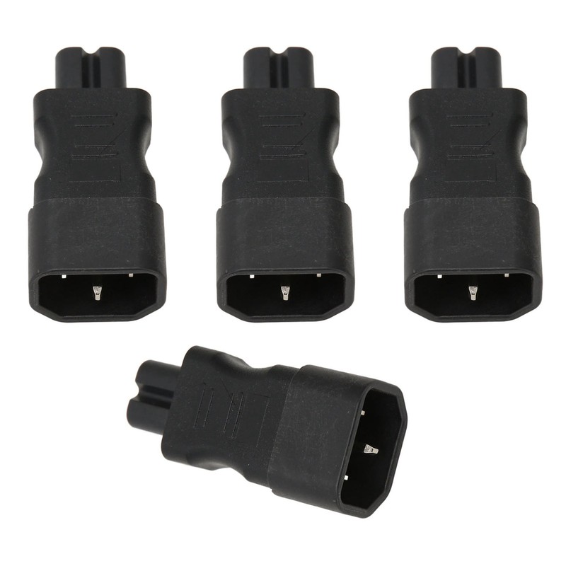 4Pcs IEC320 C14 to IEC320 C7 Power Adapter Universal Black