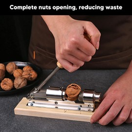 Cascanueces Mecánico de Escritorio, Herramienta para Romper Nueces, Abridor de Nueces y Nueces de Acero Inoxidable con Base de de Haya, Diseño de Palanca para de Brasil, Almendras y Avellanas