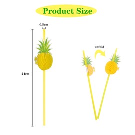 50 Pcs Pineapple Straws, Party Straws, Disposable Bendable Straws, Long Plastic Straws, Table Decor Tropical Drinks for Cocktail Soft Drinks Hawaiian Cocktail Party Supply Beverage Decorations