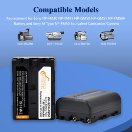 Pickle Power NP-FM50 Battery and Charger for Sony NP-FM30 NP-FM51 NP-QM50 NP-QM51 NP-FM55H Battery and M Type NP-FM50 Equivalent Camcorder/Digital Camera