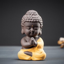 Buddha Object, Cute Buddha Statue, Pottery, Zazen Buddha, Mini (Type 1, Gassho)