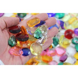 25 x 18 mm rojo CH17 octágono acrílico pirata tesoro gemas joyas de plástico para fiestas y juegos, dispersión de mesa, rellenos de jarrón, decoración de boda, piedras preciosas, 40 piezas
