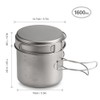 1100ML / 1600ML Titanium Pot Pan Set Super Lightweight Camping