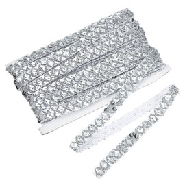 sourcing map 14 Yards Sequins Trim Ribbon 0.6 Inch Sequin Gimp Braid Trim Beaded Lace Ribbon Paillette Fabric Flat Trims Strips for Crafts Sewing Clothes Home Party Decoration, Silver