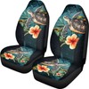 Poceacles Sea Turtle Flower Teal 2 Pieces Car Seat Covers
