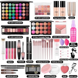 Kit completo de maquillaje para mujer, incluye base de sombra de ojos, paleta de sombra de ojos, brochas de maquillaje para adolescentes y niñas, jueg