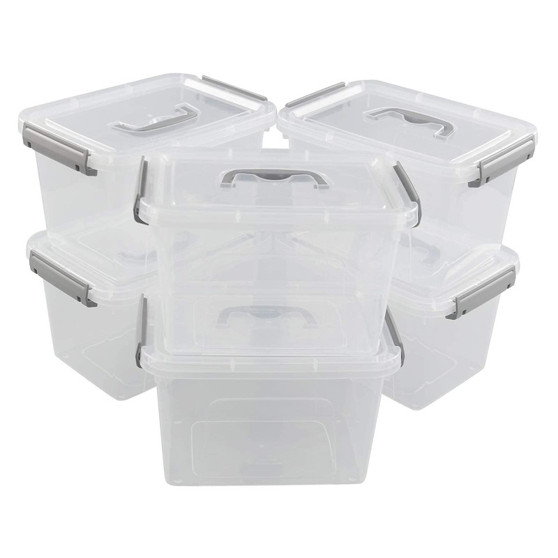 Leendines 5 Quart Storage Box with Lid, 6 Packs Small
