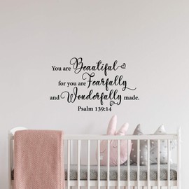 My Vinyl Story Large You are Beautiful for You are Fearfully and Wonderfully Made Wall Sticker Inspirational Decal Motivational Office Decor Quote Wall Art Vinyl Classroom Words and Saying 32x20in