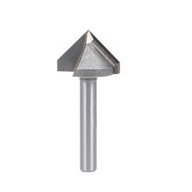 sourcing map 90 Degree V-Groove Router Bit 22mm Dia with 6mm Shank, Titanium Steel Tipped V Grooving Bit (Gray)