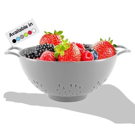 Meadow Lane 6-inch Colander, Dual Handles, BPA-Free, Dishwasher Safe Compact Food Strainer for Fruits, Veggies and Pasta, 3-Cup Capacity, Gray