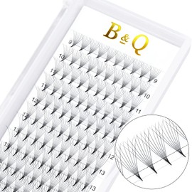 B&Q Eyelash Fans, 8D-C-0.07-10-15mix Eyelash Extensions, Ready-to-Use Eyelashes, Fan, 0.07 Eyelash Extension, Volume Eyelashes, C D Curl, Black, 8D-C-0.07,10-15mix