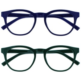 OPULIZE-Paquete de 2 Blu, gafas de lectura con bloqueo de luz azul, azul, verde, para juegos de ordenador, antideslumbrantes, para hombre y mujer, BB536 +3,00