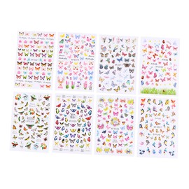 OHPHCALL Diy Manicure Stickers 8 Sheets Butterfly Women Girls Ladies Nail Art Stickers Decals for Nail Wraps