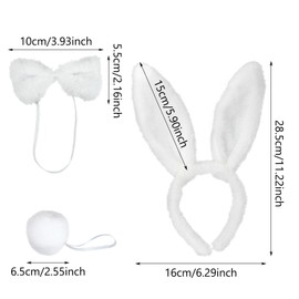 MUNSKT Rabbit Ears Plush Headband for Women Rabbit Ears Tail Tie Kids Adults Headband Rabbit Ears Costume Accessories Fancy Dress Party Decoration