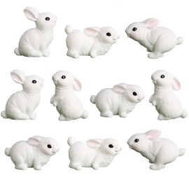 BLAPNK - 20 cifras de animales de conejo de juguete para tartas de huevo de Pascua, cifras de conejo en miniatura, hadas, jardín, musgo, paisaje, manualidades, decoración de pasteles, regalo de cumpleaños de Navidad
