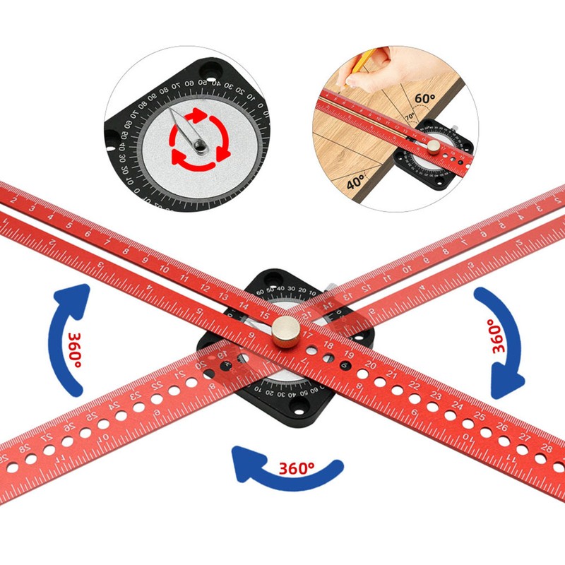Compass Scriber 360° Aluminum Alloy Dual Scale Ruler Scribing Tool