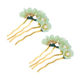 DOITOOL Versatile Jade Hairpin Chinese Design Elegant Hair Stick with Floral Pattern for Wedding Party Event Cosplay