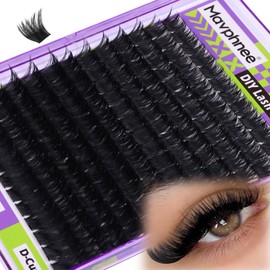 200D Lash Clusters Volume Cluster Eyelash Extension Thick Individual Lashes Extensions D-Curly Cluster Lashes 10-18MM Russian Eyelash Clusters Easy Application Dramatic DIY Lash at Home