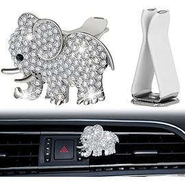 Bling Air Vent Clips, Crystal Car Air Fresheners Vent Clips Car Diffuser Vent Clip Rhinestone Diamond Car Decoration Car Interior Decor Bling Car Accessories for Women (Elephant)