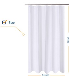 N&Y HOME Extra Long Stall Shower Curtain Liner Fabric 54 x 84 inch, Hotel Quality, Washable, Water Repellent, White Bathroom Curtains with Grommets, 54x84