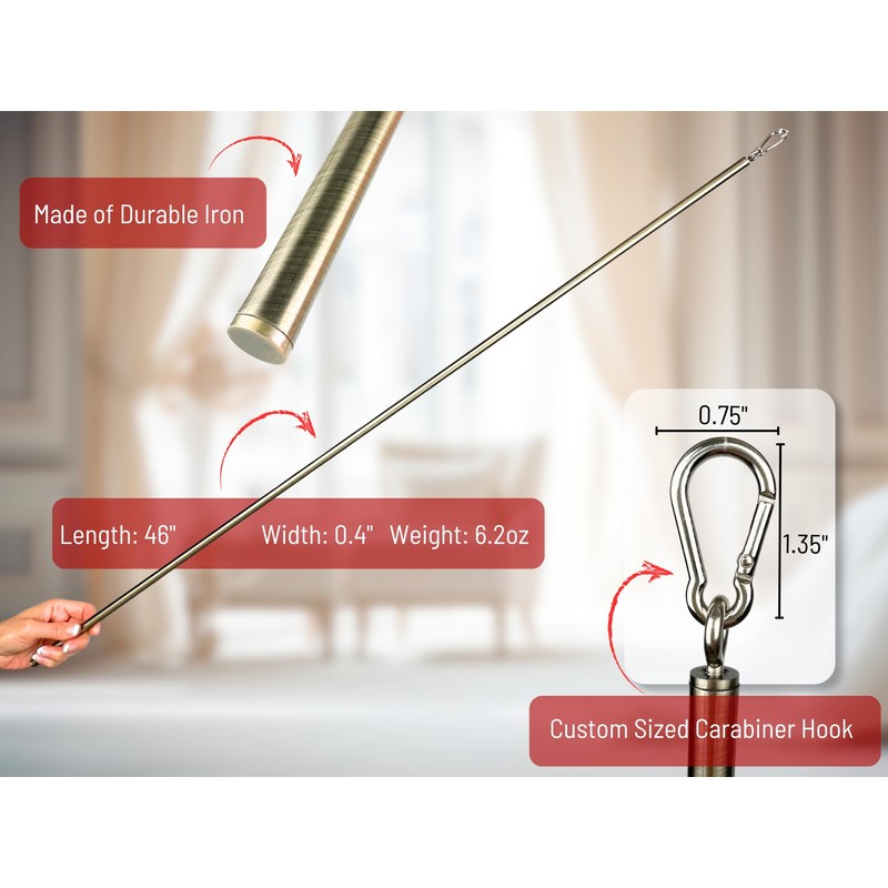 OooWow 46 inch (4 Pack) Light Bronze Iron Curtain Pull