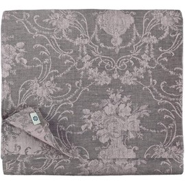 Linen & Cotton Luxury Jacquard Tablecloth, Table Linen, Roseus with Damask Pattern, 100% Linen, Rose/Grey (147 x 220 cm), Long, Festive, Rectangular, Home, Kitchen, Decoration, Catering, Birthday