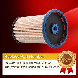 PU 8007 Fuel Filter Replace 95811013410 95811013400 7P6127177A F026402855 WF10120 XF10230 Fit for Cayenne 3.0L V6 2013-2018 VW Touareg TDI 2011-2017 Itasca Navion 2010-2016 Diesel Engine(2 Pcs)