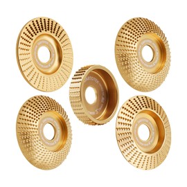 DARTOTEK Wood Carving Disc Grinder Wheel Disc 100mm Flat/bevelled/curved and 75mm Grinder Cutting Wheel right angled plane for Wood Cutting Grinding Shaping,5pcs Arbor 22.23MM
