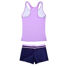 JerrisApparel Traje de baño de dos piezas para niña pequeña, Morado, 5-6 Años