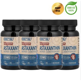 2+2 Deva Astaxanthin Super Carotenoid 12mg Veggie Capsules 30 Tablets, 4 Pieces / 2+2 데바 아스타잔틴 슈퍼 카로티노이드 12mg 베지 캡슐 30정, 4개