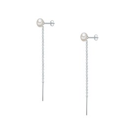 Valero Pearls Women's Earrings 925 Sterling Silver with Freshwater Cultured Pearls Approx. 7.0 - 7.5 mm, Silver