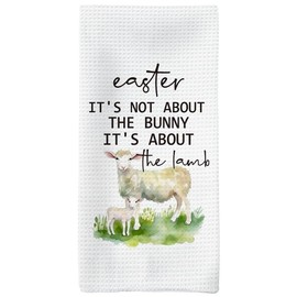 Tzhim Christian Easter Kitchen Towels, Easter Hand Towels, Easter Lamb Decor Dish Towels Dishcloths Tea Towels for Kitchen, Christian Easter Gifts, Easter Kitchen Bathroom Decor, 16x24 Inch